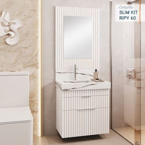 Conjunto Completo para Banheiro Slim Kit Ripy 60cm Branco
