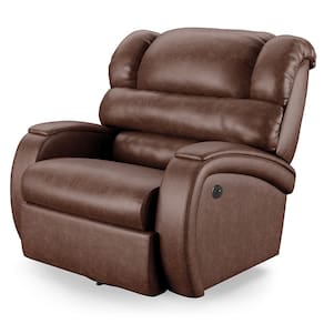 Poltrona do Papai Reclinável Napoli Glider Giratória USB PU Marrom Brilho FH1 - D`Rossi
