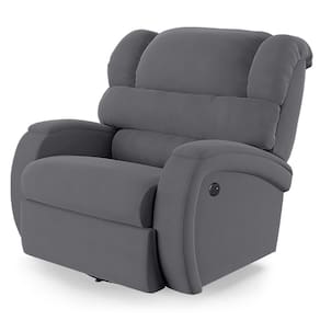 Poltrona do Papai Reclinável Napoli Glider Giratória USB Veludo Cinza FH1 - D`Rossi