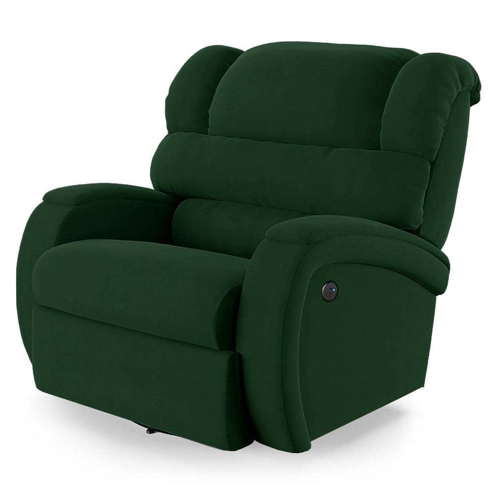 Poltrona do Papai Reclinável Napoli Glider Giratória USB Veludo Verde FH1 - D`Rossi