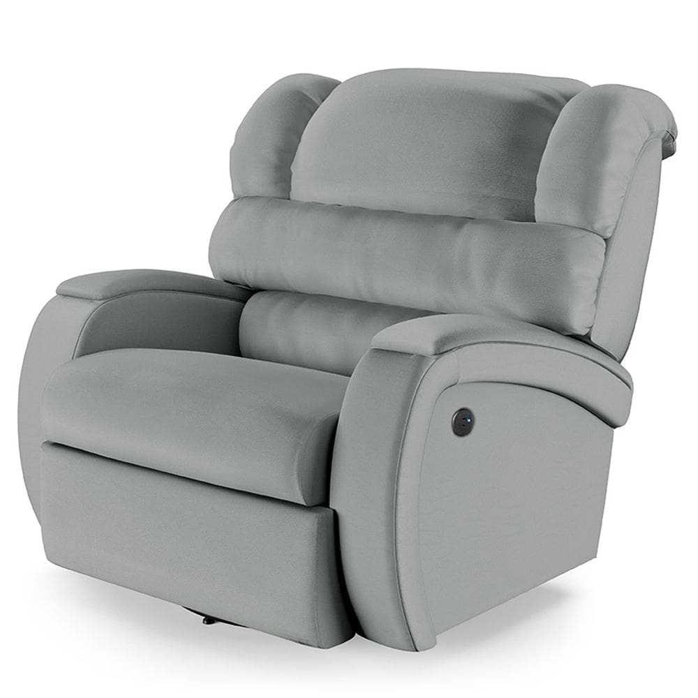 Poltrona do Papai Reclinável Napoli Glider Giratória USB PU Cinza FH1 - D`Rossi