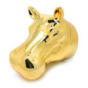 Vaso De Parede Cachepot Hipopótamo Dourado Cerâmica