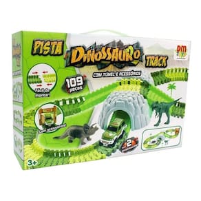 Pista Dinossauro Track Com Tunel 109 Peças - Dm Toys