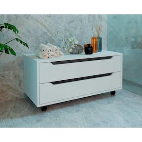 Gabinete de Banheiro c/ Rodizio BN3643 s/ Cuba 2 Gavetas 80cm Branco - Tecno Mobili