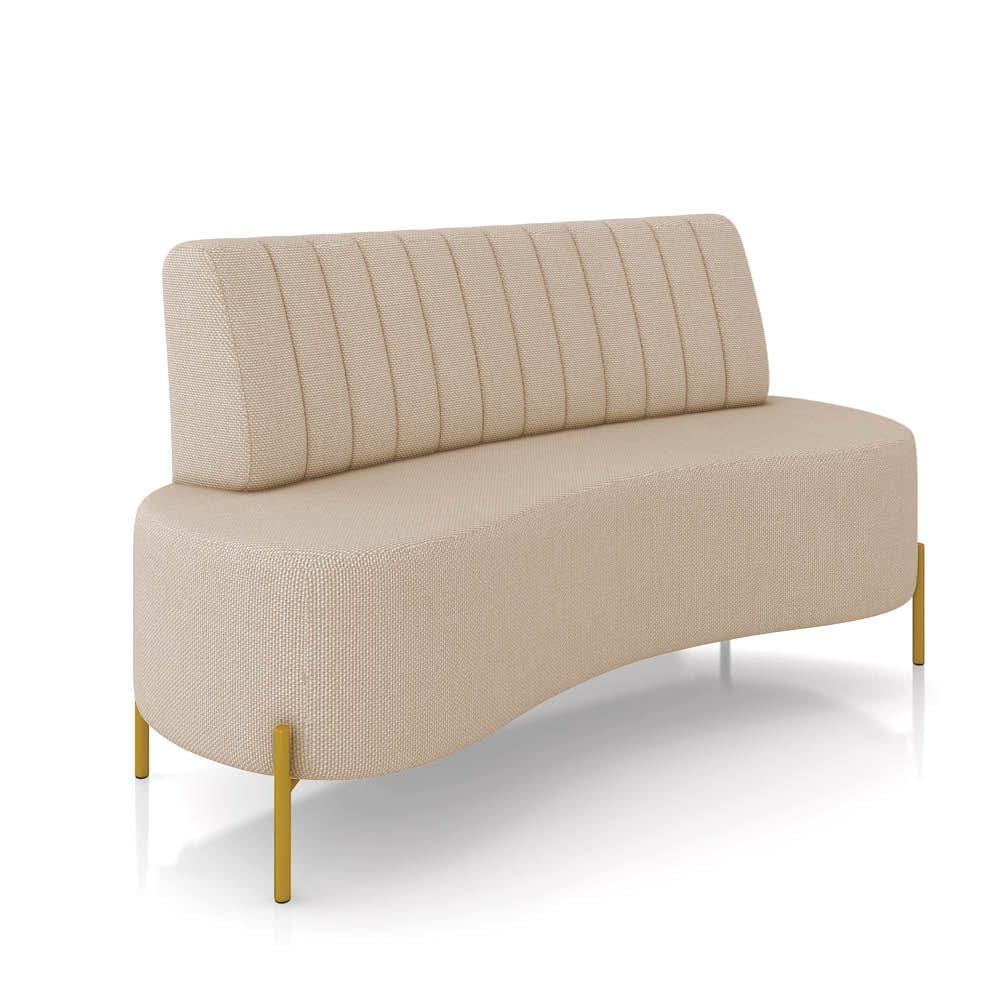 Sofá 2 Lugares Living 135cm Pé Ferro Dourado Maraú Linho Bege K01 - D`Rossi