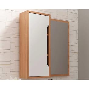 Espelheira de Banheiro BN3648 60x60 cm Amêndoa/Branco - Tecno Mobili