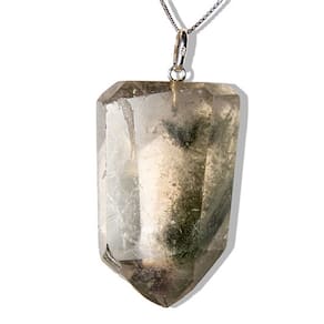 Colar Pontinha Pedra Cristal com Lodolita Montagem Prata 950