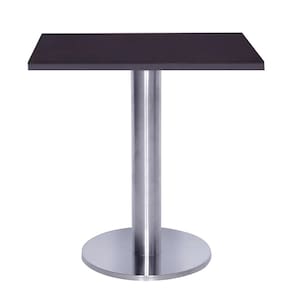 Mesa Beta Big Inox 75 cm (Alt) Disco Redondo Tampo MDP Quadrado 80 cm (Larg) x 2,50 cm (Alt) Preto