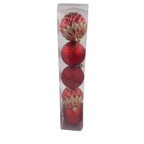 Bola De Natal Vermelha / Dourada 5 Unidades - Decoração