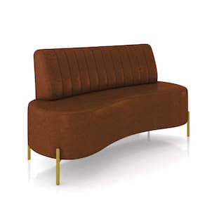 Sofá 2 Lugares Living 160cm Pé Ferro Dourado Maraú Sint PU Marrom K01 - D`Rossi