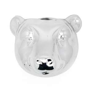 Vaso De Parede Cachepot Urso Prateado Cerâmica