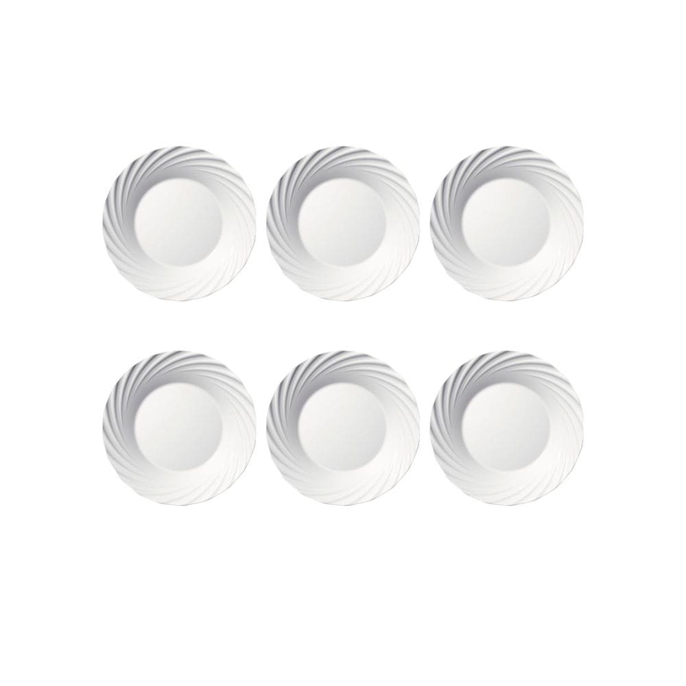 Jogo Prato Fundo Opaline Jasmim Branco Vidro Nadir Kit 6 Un