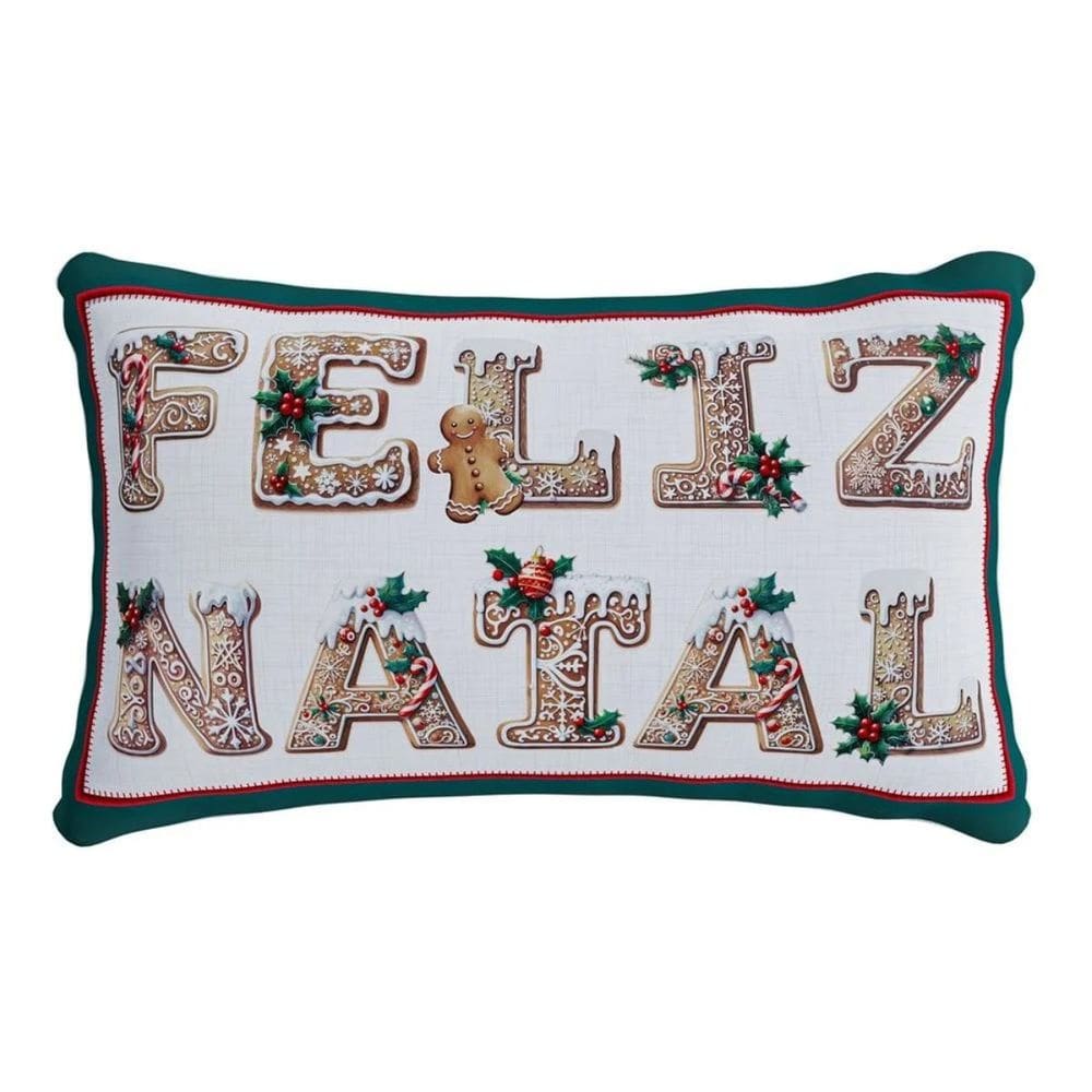 Almofada Natalina Baguete Biscoito Nevado 445519 35x55cm Belchior