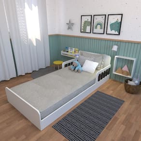Cama Infantil Montessoriana Solteiro New Cori Yescasa Branco/Preto