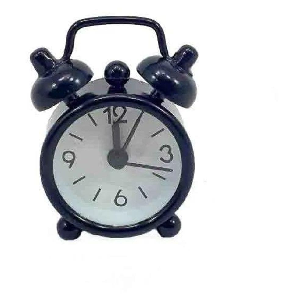 Mini Relógio Despertador 6Cm Preto Com Alarme