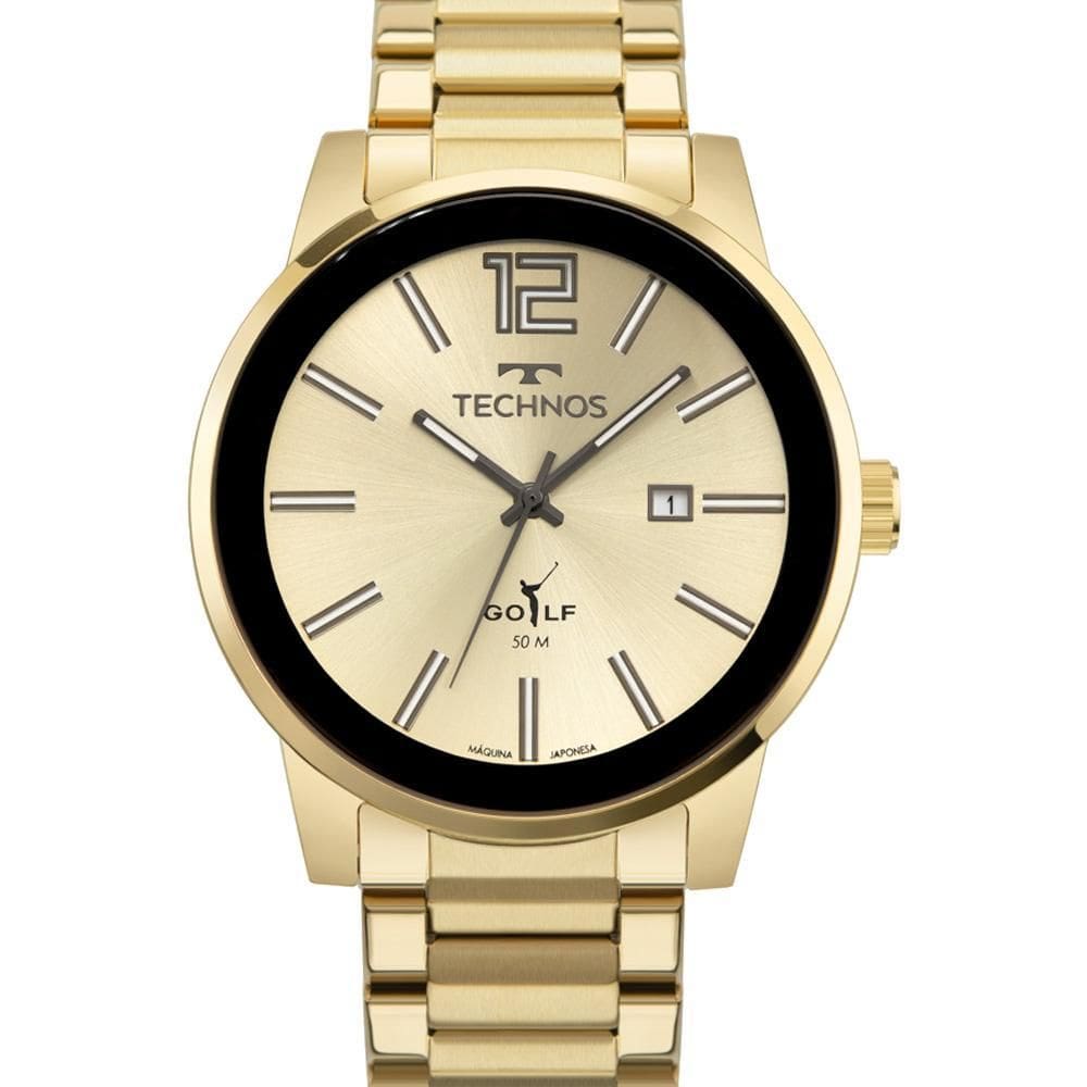 Relógio Technos Golf Dourado 2115TTS 1D Masculino 45mm