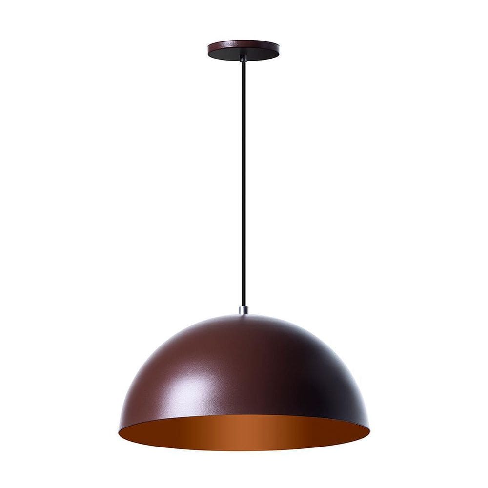 Lustre Pendente Meia Lua Marrom 40Cm - Ideallume Alumínio