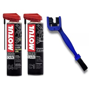 Kit Motul Limpa E Lubrifica Corrente C1 + C4 + Escova escovinha corrente shiver