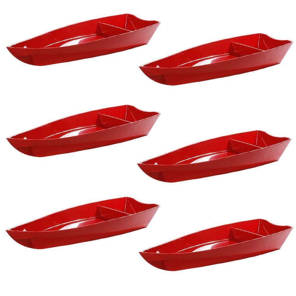 Conjunto De Barco Sushi Vemplast M 1L 6 Peças Vermelho