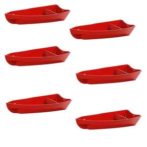 Conjunto De Barco Sushi Vemplast P 600Ml 6 Peças Vermelho