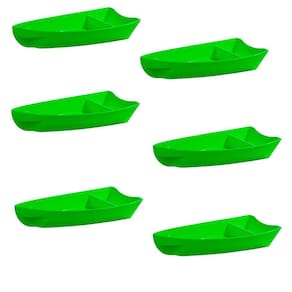 Conjunto De Barco Sushi Vemplast P 600Ml 6 Peças Verde
