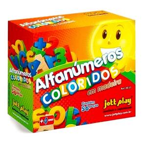 Alfanúmeros Coloridos 56 Peças em Madeira - OCP0061