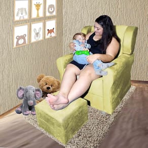 Poltrona Amamentação Descanso Fixa C/ Puff Stella Amarelo