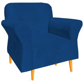Poltrona Pietra Decorativa Palito Luxo Tecido Marinho