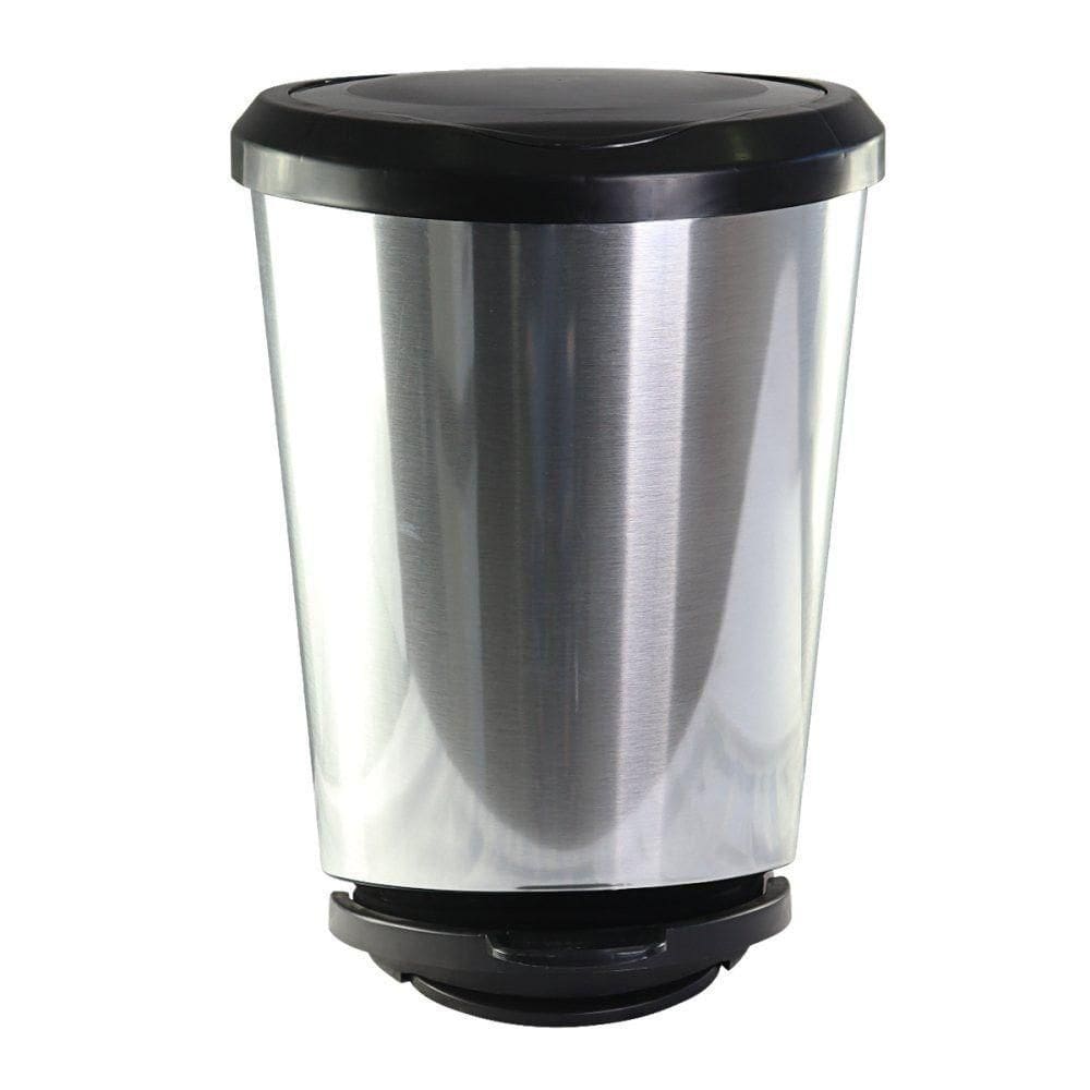Lixeira Com Pedal Label Prata 10 Litros