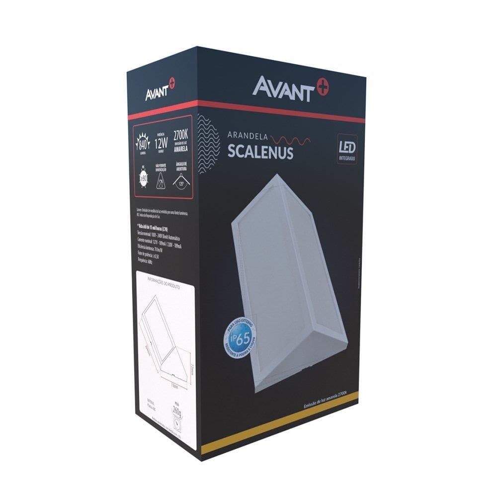 Luminaria Led Avant Arandela Scalenus Ip65 12W Branco 2,7K 840 Lumens
