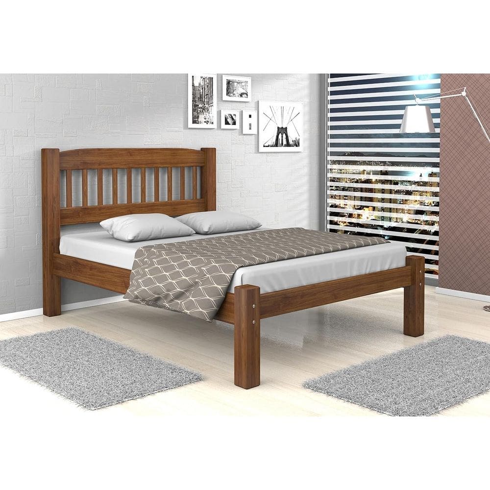Cama casal madeira Reta + 1 colchão casal d20 dream Gazin