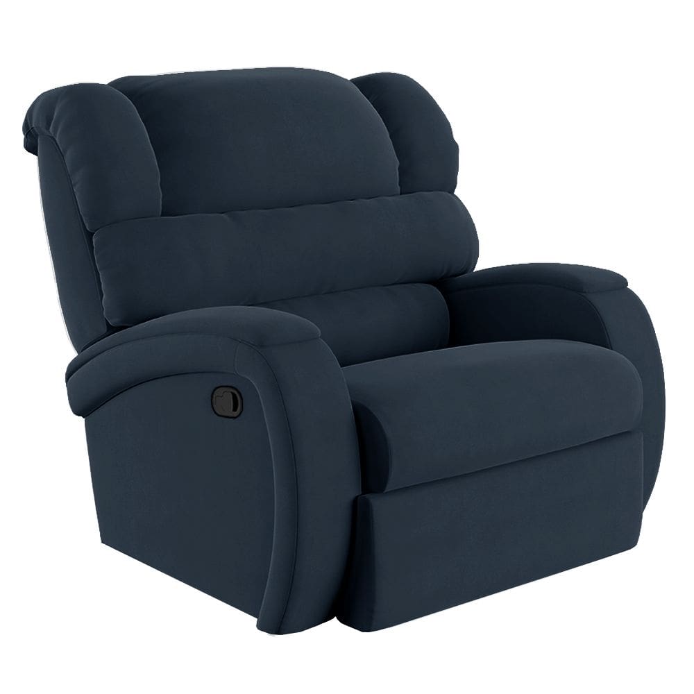 Poltrona do Papai Reclinável Napoli Manual Gatilho Veludo Azul FH1 - D`Rossi