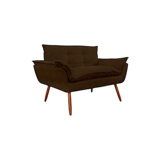 Namoradeira Decorativa para Sala de Estar Opala Suede Marrom - Montanaris Decor