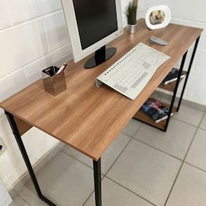 Mesa Multi Uso com Prateleiras Perfect 137x 50cm Nogal/Preto