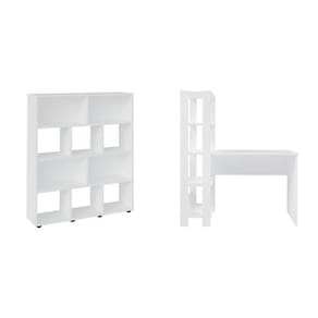 Kit 2 Peças com Escrivaninha Match e Estante para Livros 10 Nichos Branco