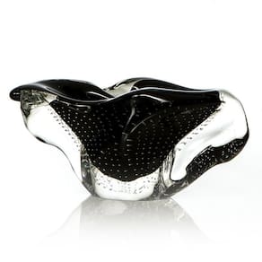 Centro De Mesa Em Cristal Murano Preto - São Marcos 24Cm