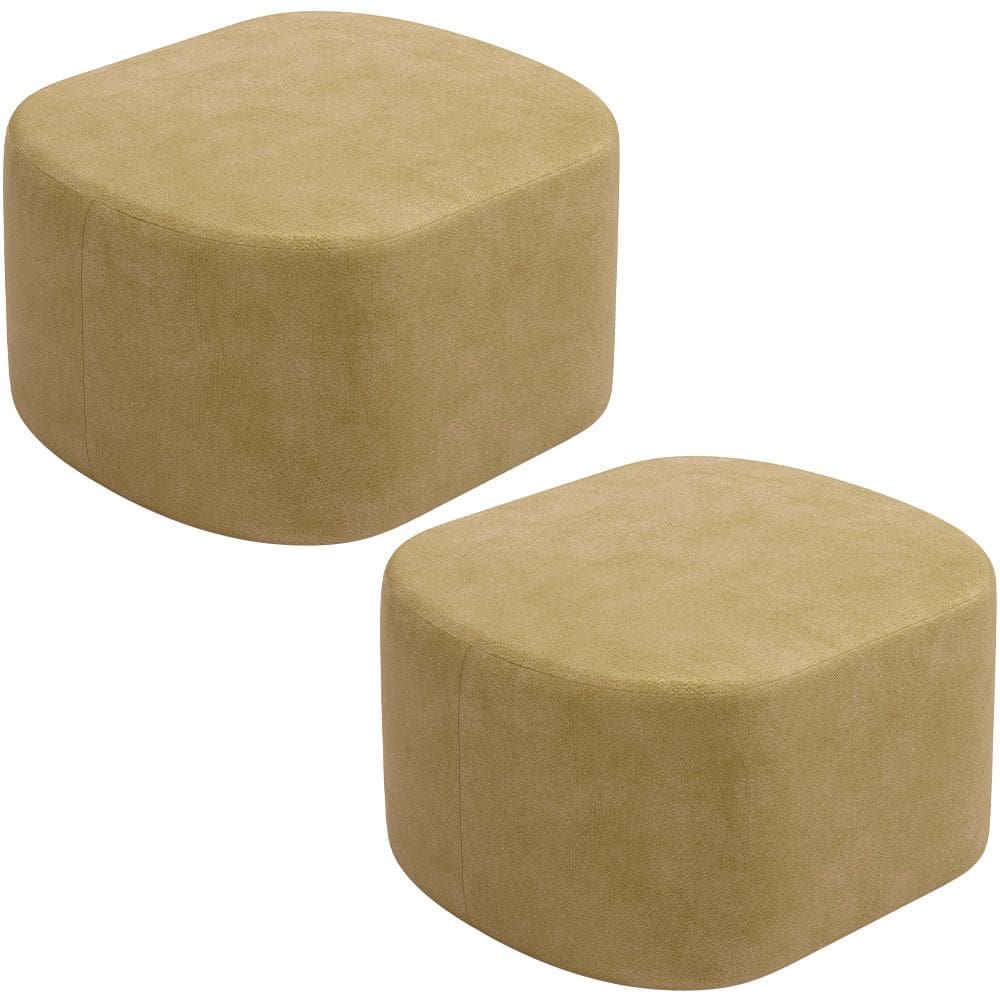 Kit 2 Puffs Decorativos Orgânico para Living Quarto 70cm Doha W01 Couríssimo Fend - Lyam Decor