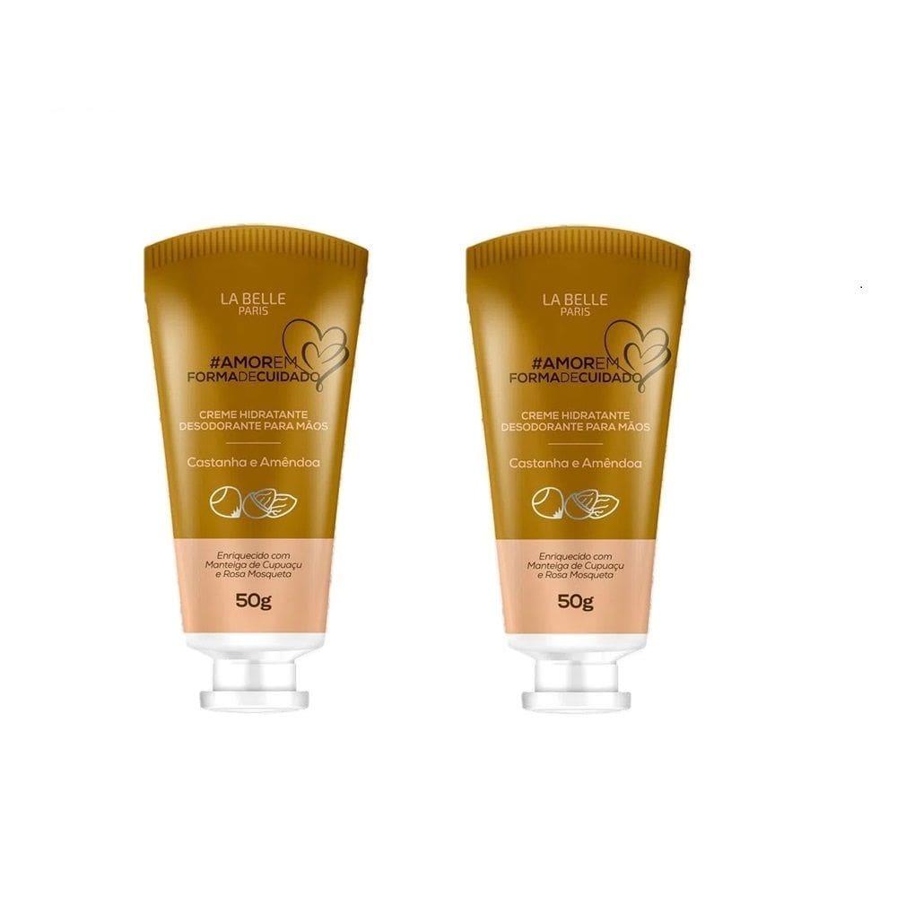 Creme Hidratante para Mãos Castanha-amêndoa 50g La belle kit