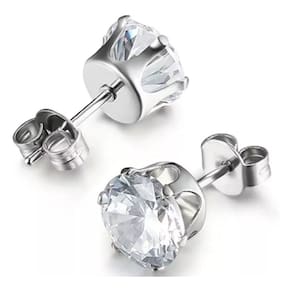 Brinco Em Aço Inox Com Zircônia 4mm Masculino E Feminino