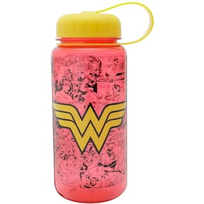 Garrafa Plástica Squeeze Wonder Woman Logo Vermelho - 600Ml