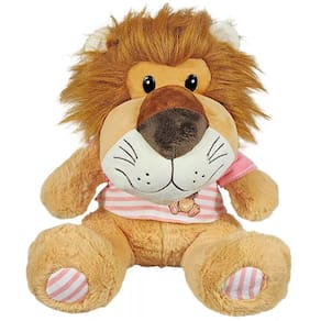 Leao de Pelucia Sentado com Camiseta Rosa 30CM 88-23069-32