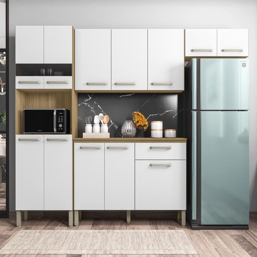 Armário de Cozinha Compacta 12 Portas 1 Gaveta com Balcão Versalhes