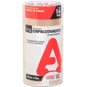 Kit 4 Fita Empacotamento Transparente Adere 710 45MM X 40M