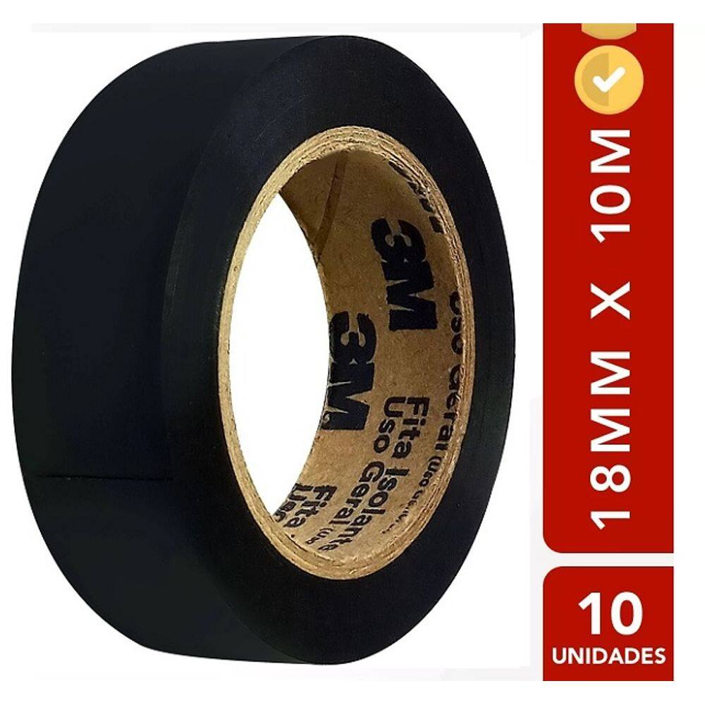 Kit 10 Fita Isolante 3M 18MM X 10M