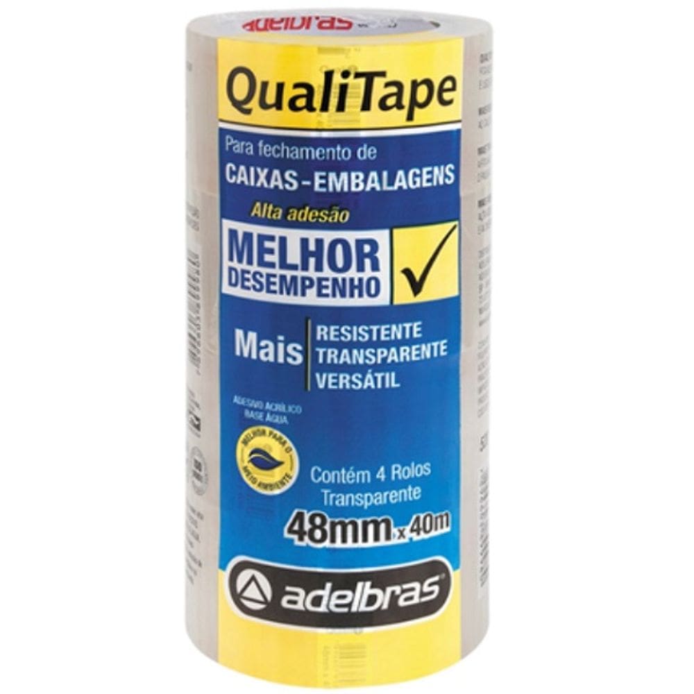Kit 4 Fita Adesiva Transparente 48MM X 40M Adelbras