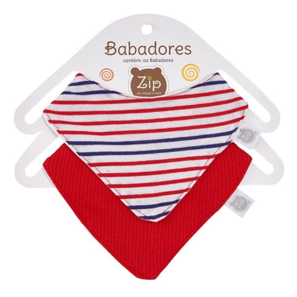Babador Bandana Forro Impermeavel KIT Listrado Vermelho ZIP