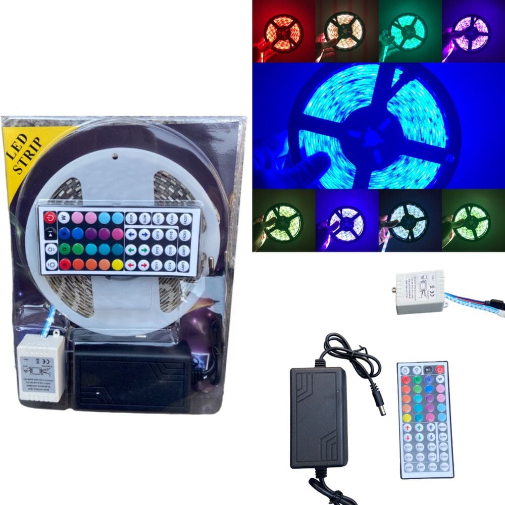 kit Fita led RGB colorida 5050 5 metros com fonte e controle IP65