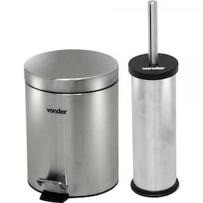 Lixeira Redonda 5 Litros Inox Cinza Escova Sanitária Vonder