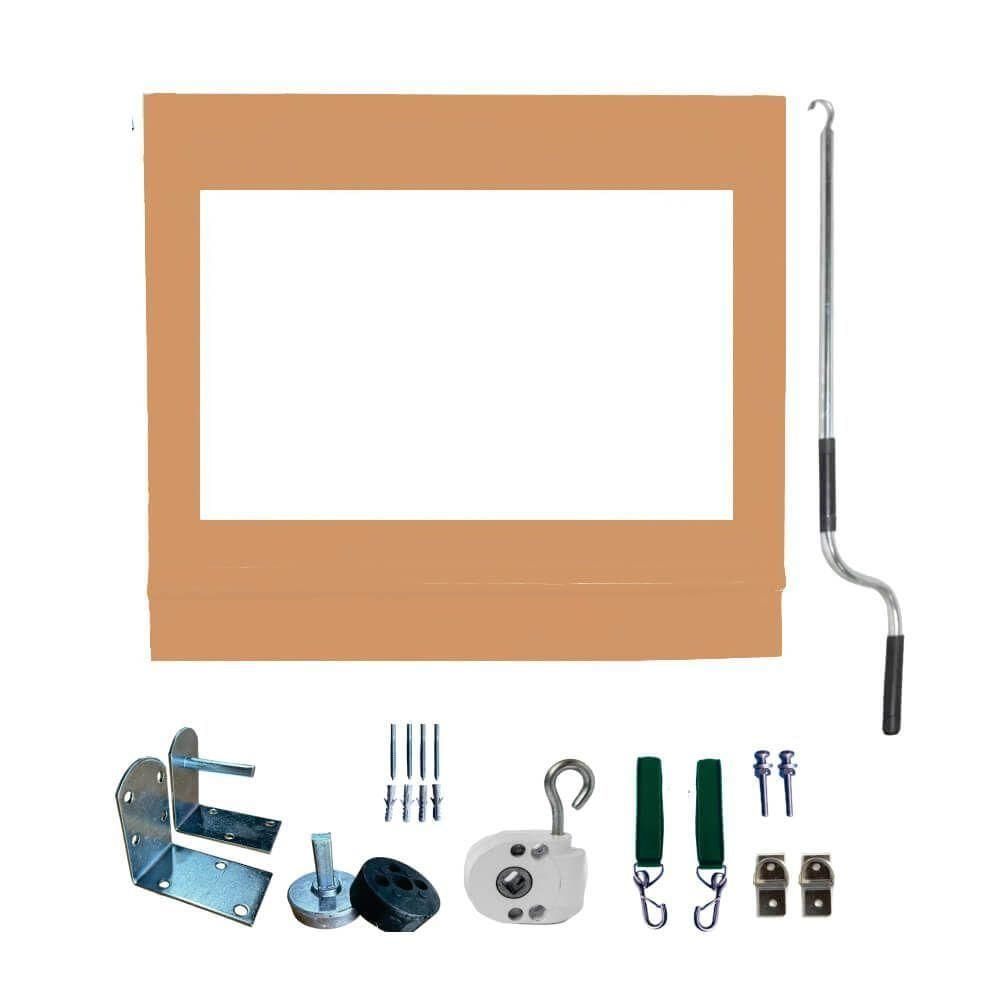 Toldo Cortina Ocre C/ Visor - 1,90m X 1,70m - Kit Completo