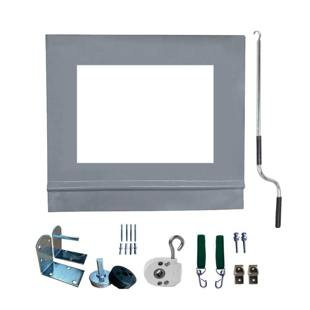 Toldo Cortina Cinza C/ Visor - 1,80m X 2,20m - Kit Completo